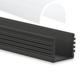 Zwart LED strip profiel 2 meter met opaal cover 16,80 mm x 16,80 mm - 05.2ZWART