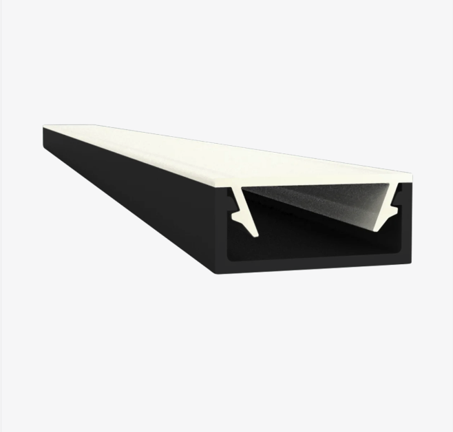 Zwart LED strip profiel met klikcover 15mm x 6mm - 301ZWART