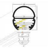 LED strip profiel kLEDingstang garderobe met cover 28 mm x 29 mm G5