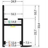 LED plafond profiel 2 meter met cover 55 mm x 23 mm - FRAME14WIT -Wit
