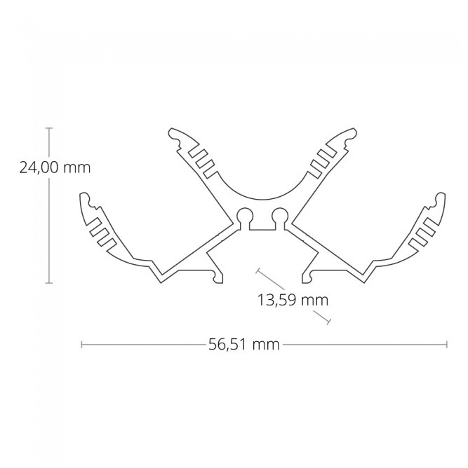 LED strip profiel voor 2 LED strips 2 meter met cover PL12