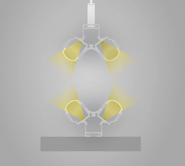 LED strip profiel voor 2 LED strips 2 meter met cover PL12