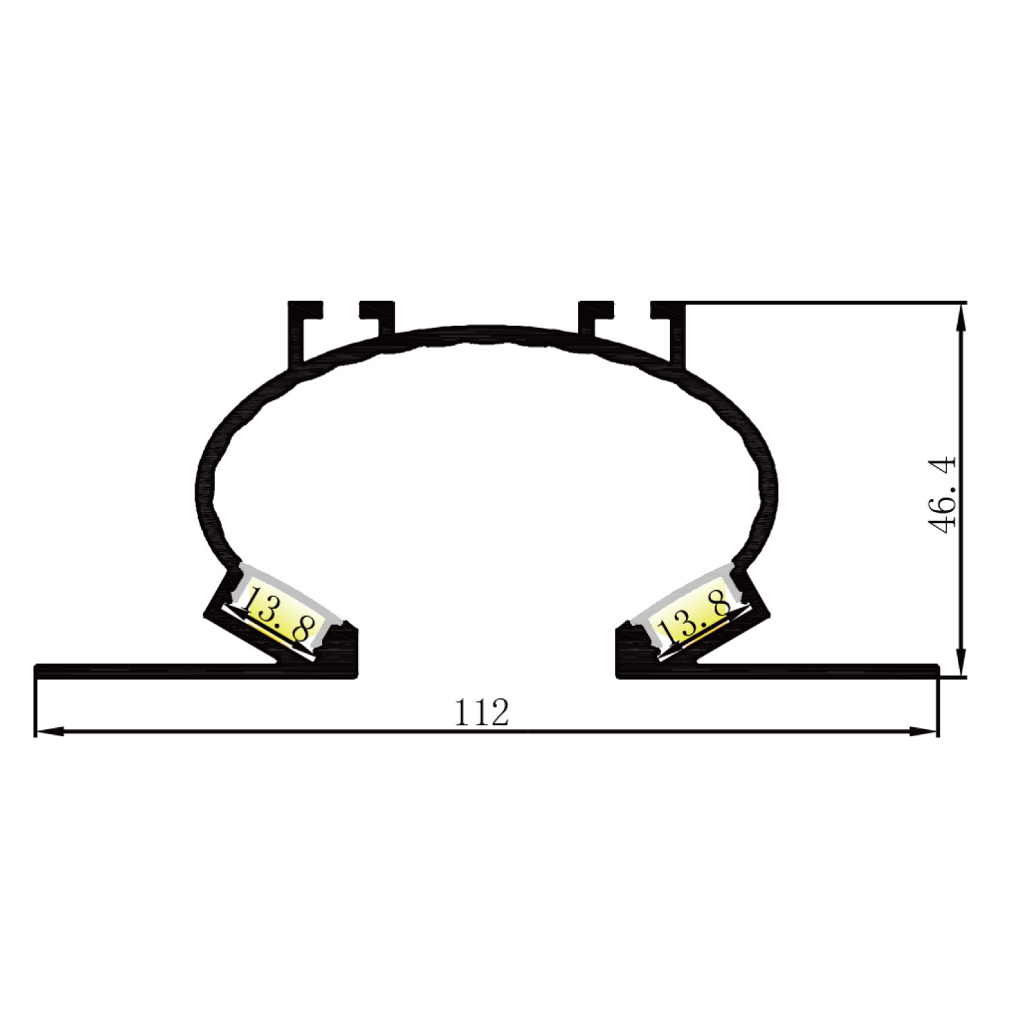 LED strip inbouw wandprofiel 2 meter 112mm x 46,40mm - IB6