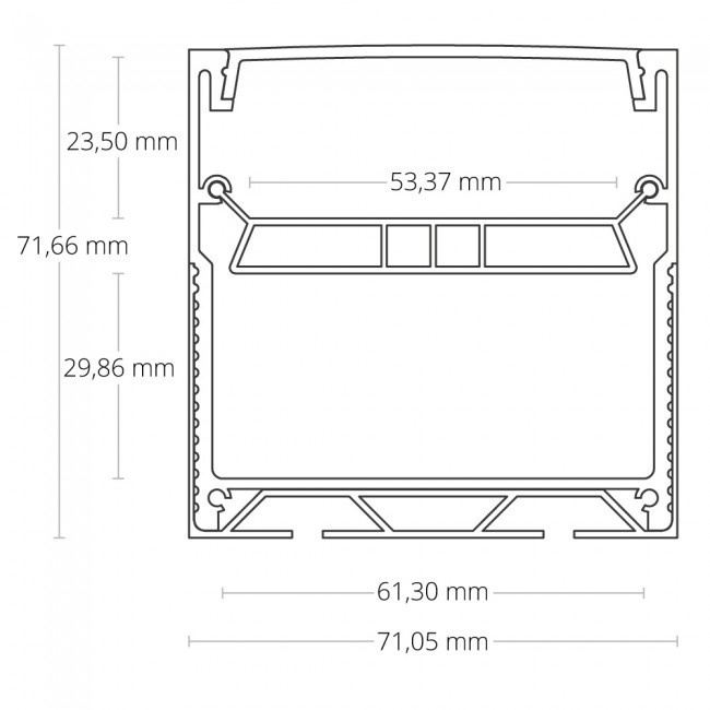 Extra groot LED strip profiel 1,5 meter met cover 71,95 mm x 71,95 mm XLPN12