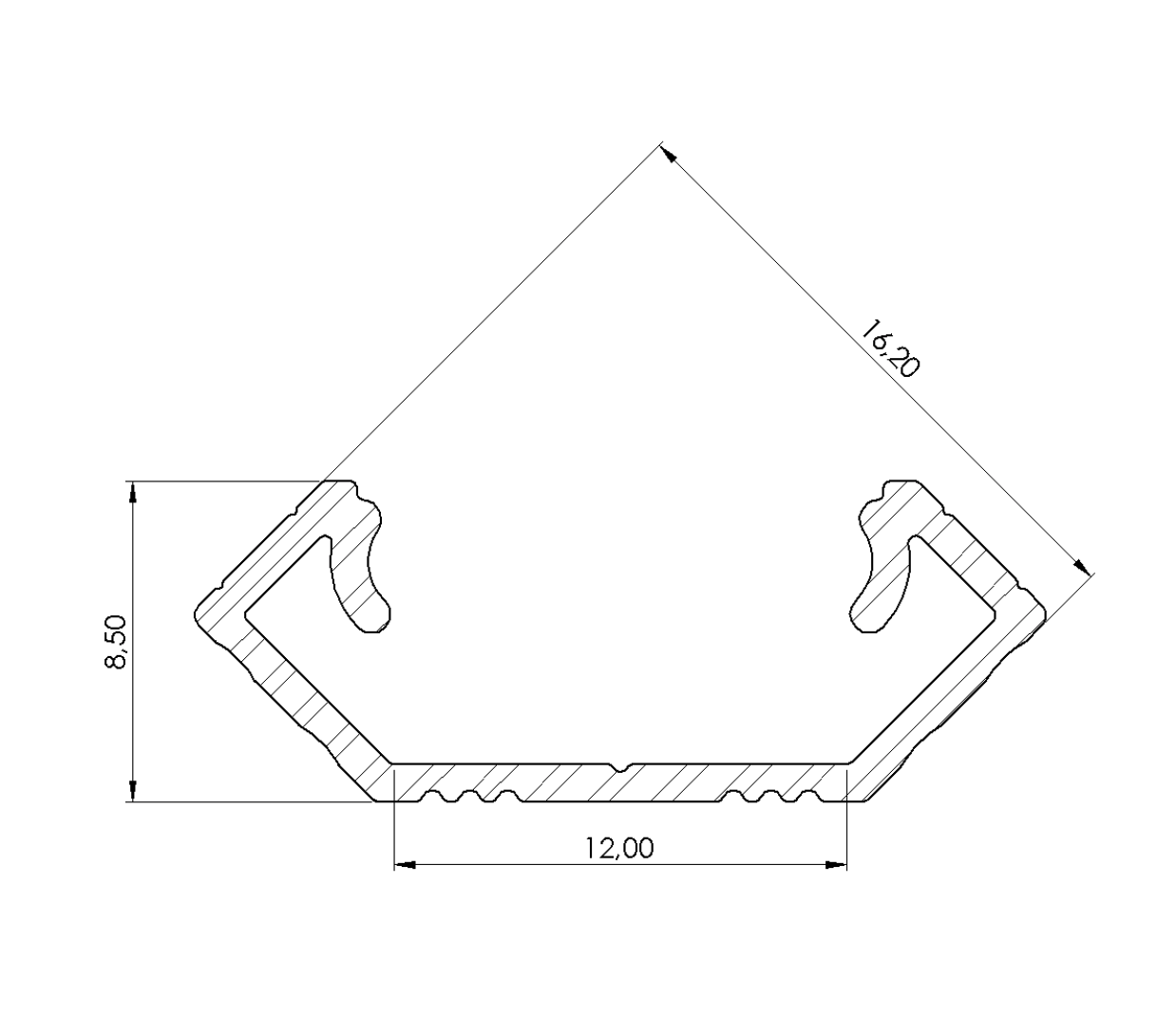 Zwart LED hoekprofiel 2 meter met opaal cover 24 mm x 8,50 mm - C28ZWART