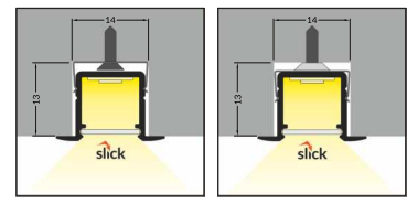 Zwart LED inbouw profiel met klikcover 18,80 mm x 12,00 mm - 03.1ZWART