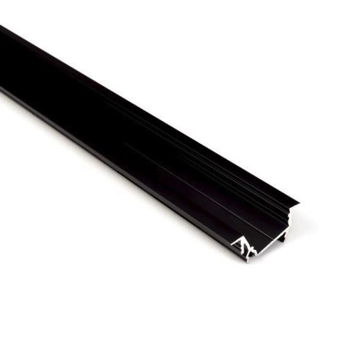 Zwart diagonaal inbouw LED strip profiel klikcover 30 mm x 12.7 mm - C22ZWART