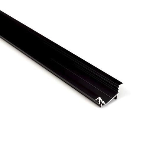 Zwart diagonaal inbouw LED strip profiel klikcover 30 mm x 12.7 mm - C22ZWART