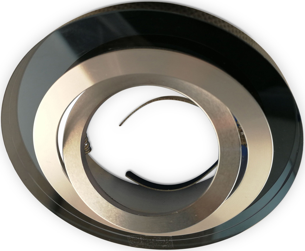 Kantelbare ronde LED spot behuizing - OH50 transparant zwart met zilver