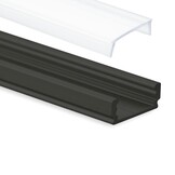 Zwart LED strip profiel met klikcover 16,80mm x 6,47mm - 01ZWART
