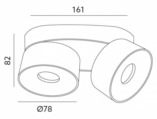 Dubbele Opbouwspot kantelbaar zwart Ø 161 x 82mm - 8 watt - 3000K - 1804ZWART-DUO