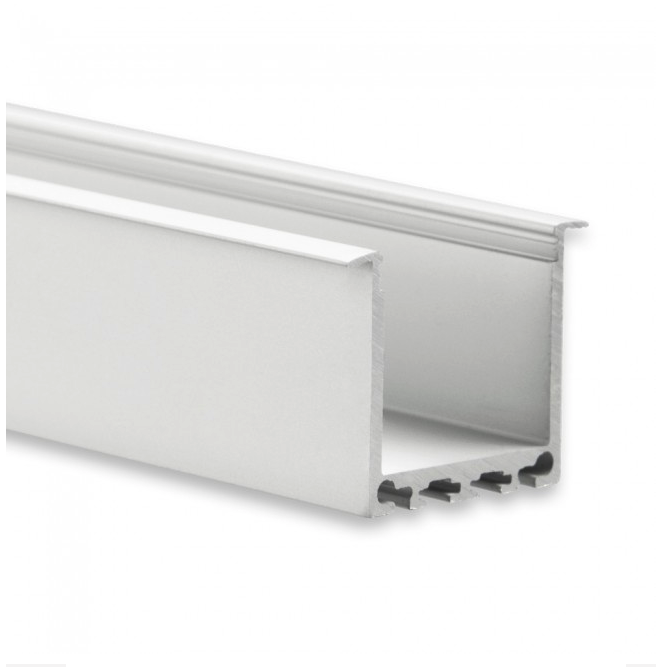 PN7V2 hoog LED inbouwprofiel - Geanodiseerd aluminium - afdekking naar keuze
