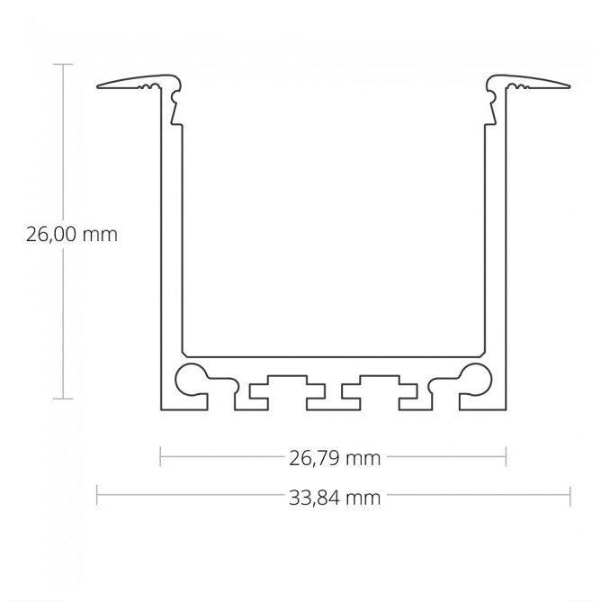 PN7V2 hoog LED inbouwprofiel - Geanodiseerd aluminium - afdekking naar keuze