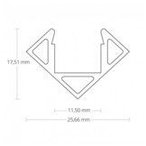 Wit LED hoekprofiel met cover 25,66mm x 18,01mm - C23WIT