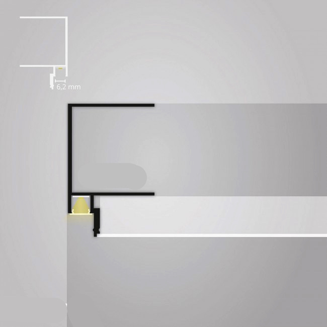 LED plafond profiel 2 meter 33 mm x 16,8 mm GIPSPLAFOND - Opaal / Melkwit (80%)