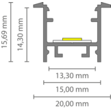 LED inbouw profiel inclusief klikcover 15mm x 15.69mm - 303ALU