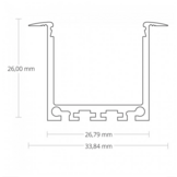 Wit XL LED inbouw profiel met klikcover 36.79mm x 26,00mm - XL07WIT