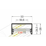LED XXL profiel 2 meter met cover 53 mm x 28 mm - XL50ALU