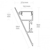 Wit LED wandprofiel 2 meter met opaal cover 27.4 mm x 58.4 mm - W13WIT