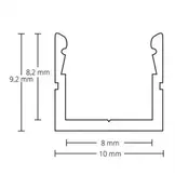 Zwart LED strip profiel met klikcover 10 mm x 9,2 mm - SLIM08ZWART