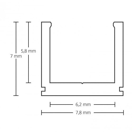 Zwart extra smal LED strip profiel met opaal klikcover 7 mm x 7,8 mm - SLIM06ZWART