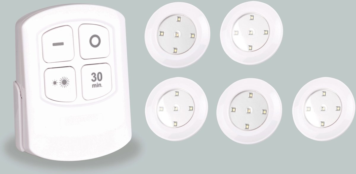LED spots op batterij inclusief handige afstandsbediening - 5 spots - dimbaar