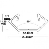Aluminium LED hoekprofiel met opaal klikcover 25,45mm x 11,25mm - C23.2Alu