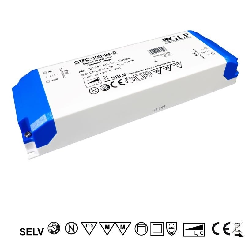 Fase afsnijding dimbare LED driver 100 watt 24 volt 4,20 ampere - IP20 GTPC100V24-D