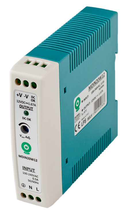 DIN Rail LED driver 20 watt 12 volt 1,67 Ampère - IP20 - MDIN20W12
