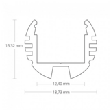 Rond LED strip profiel 2 meter met cover 18,73 mm x 15,32 mm 09.1ALU