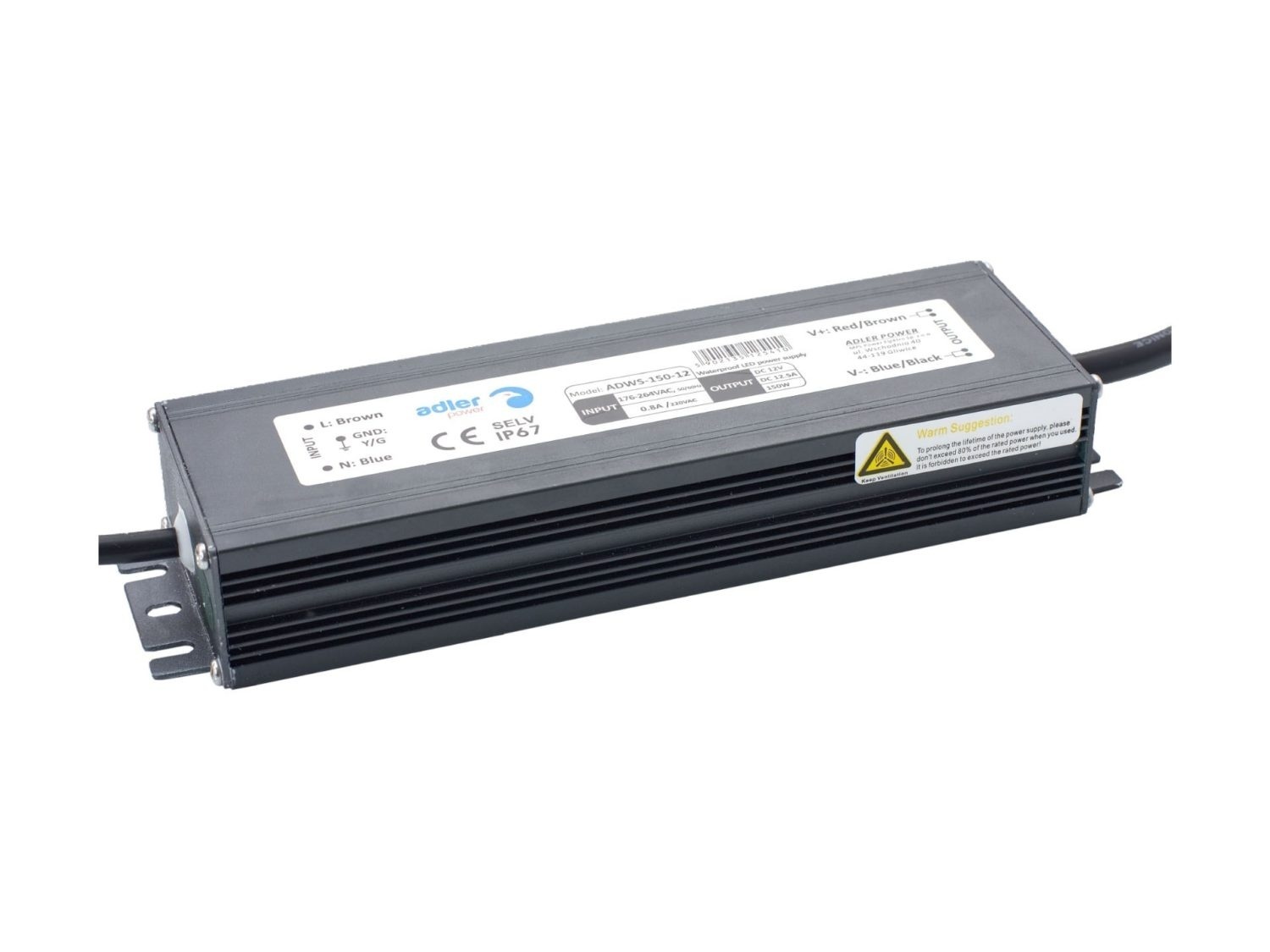LED driver 150 watt 24 volt 6,25 Ampère – IP67 waterdicht – GLP GPV-150-24