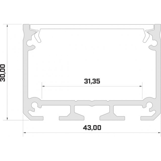 LED XL profiel 2 meter met cover 40 mm x 31 mm - XL31ALU
