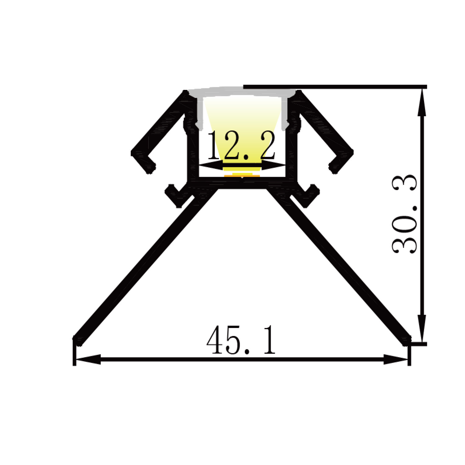 LED strip tegel hoekprofiel 2,5 meter 33 mm x 33 mm P19 – Grijs - Aluminium
