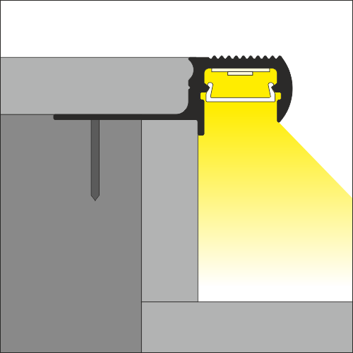 LED traptrede profiel voor buiten gebruik 1,1 meter met cover 12,6mm - Trap03messing