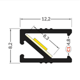 LED inbouw profiel 2 meter met cover 8,20 mm x 12,20mm - 088ALU