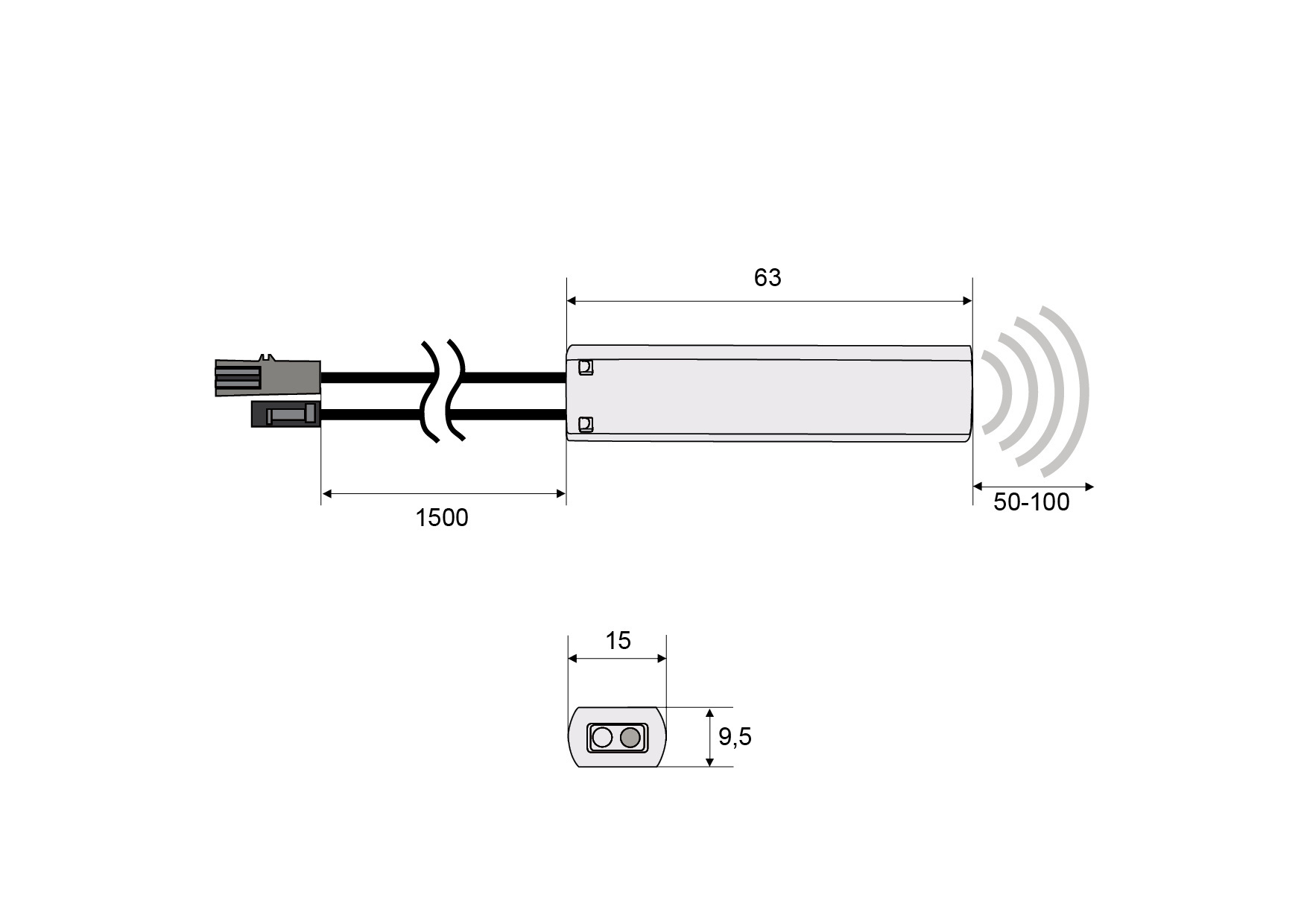 Infrarood LED kast schakelaar voor enkel kleurige LED strips - WUN-SO1-IR Wit