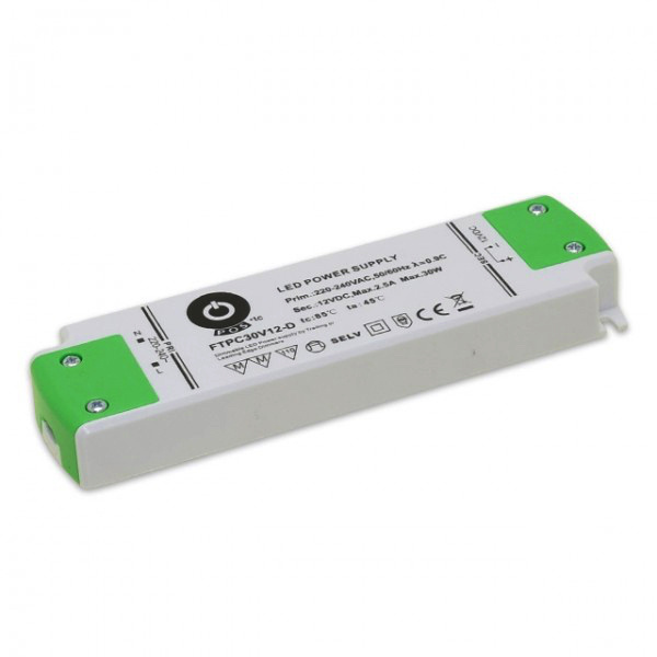 Fase afsnijding dimbare LED driver 30 watt 12 volt 2,5 ampere - IP20