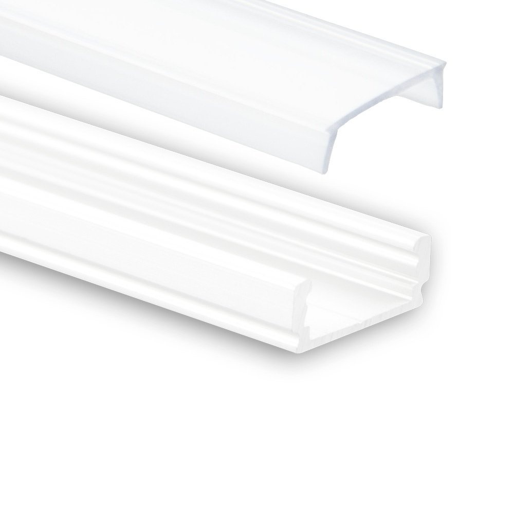 Wit LED strip profiel met klikcover 16,80mm x 6,47mm - 01WIT