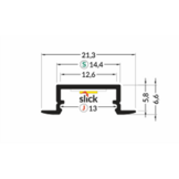 Verzonken LED strip profiel met cover 21,30mm x 6,6mm - 08.1ALU