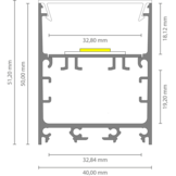 LED strip profiel inclusief opaal klikcover 40mm x 50mm - XL340ALU