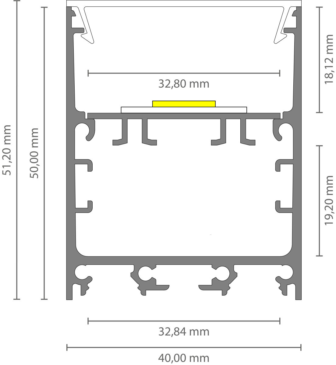 LED strip profiel inclusief opaal klikcover 40mm x 50mm - XL340ALU
