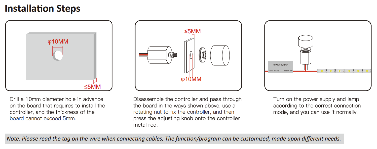Mini compacte inbouw LED draaidimmer 12 & 24 Volt max 4ampere - SBS002