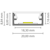 Zwart LED strip profiel inclusief klikcover 8,84 x 20mm- 304ZWART