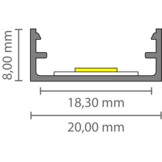 Zwart LED strip profiel inclusief klikcover 8,84 x 20mm- 304ZWART