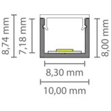 SLIM LED strip profiel met klikcover 10 mm x 8 mm - SLIM308ALU