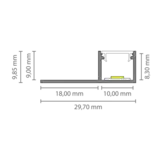 LED tegel en stuc profiel inclusief cover 40mm x 10,8mm - SLIMSTUC300