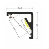 LED hoekprofiel met cover 16,5 mm x 16,5 mm - CABI12 D1E - C12ALU