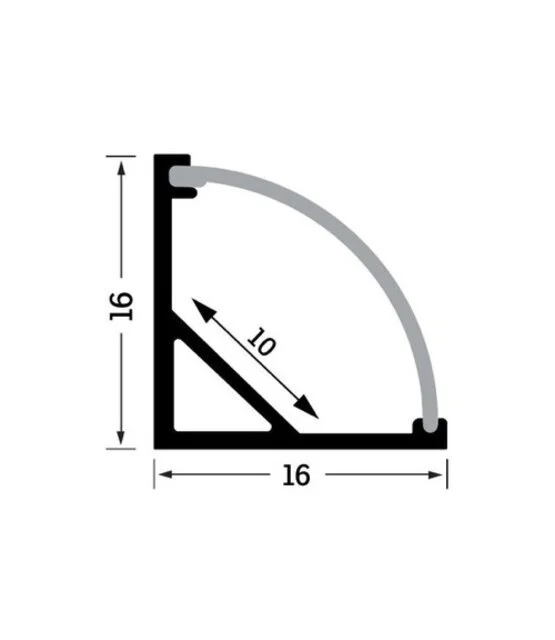 Zwart LED strip hoekprofiel met klikcover 16 mm x 16 mm - C10ZWART