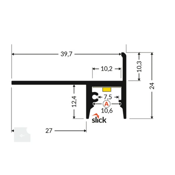 LED tegel en stuc profiel inclusief afdekking 39,7mm x 248mm - Tegel10