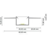 Trimless LED stuc profile klikcover 62 mm x 15 mm -Trimless400